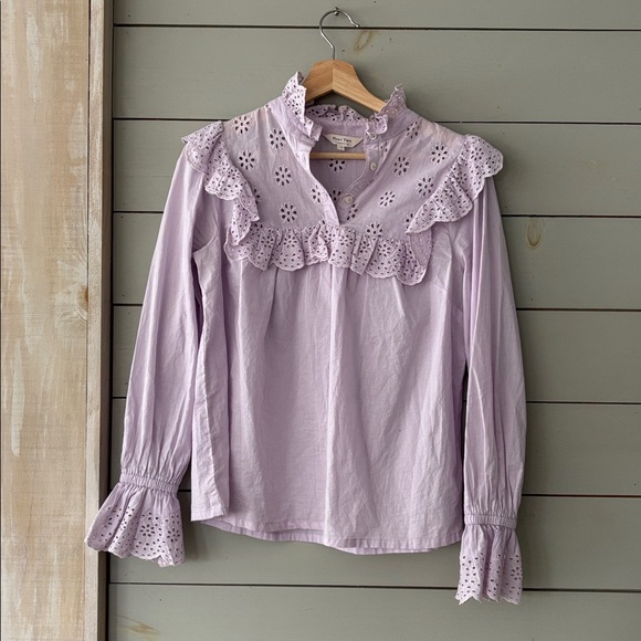 💜 Part Two Lavender Eyelet Ruffle Blouse 💜 - Picture 4 of 9